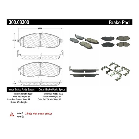 Centric Parts Centric 300.08300 Centric Premium Semi-Metalic Disc Brake Pad Sets 300.08300